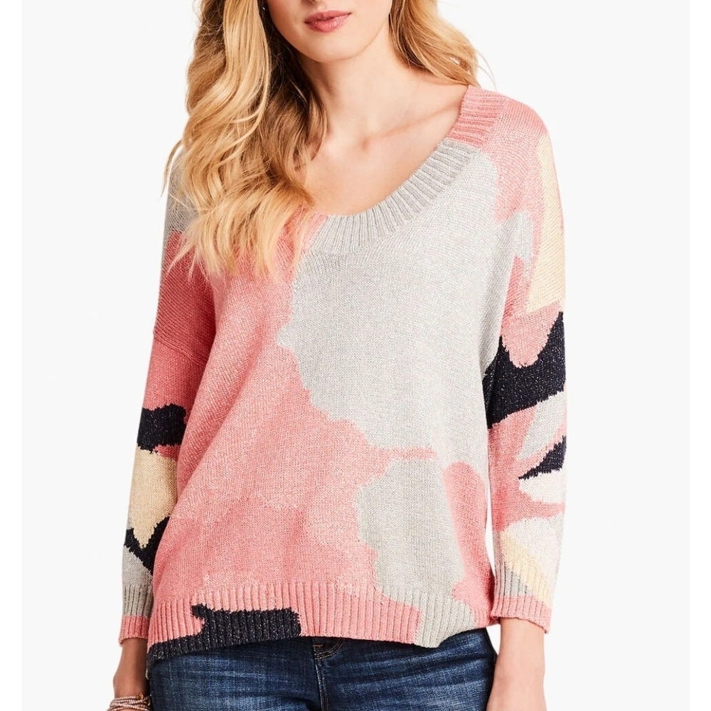 NIC+ZOE CITRUS Splash V-Neck Sweater
